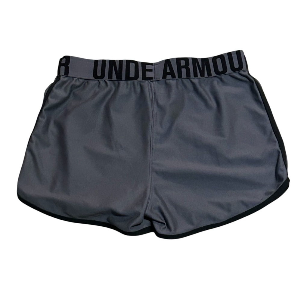 Under Armour Boy’s Athletic Shorts Gray Black Drawstring Waist Sports Sz YLG - Picture 6 of 6